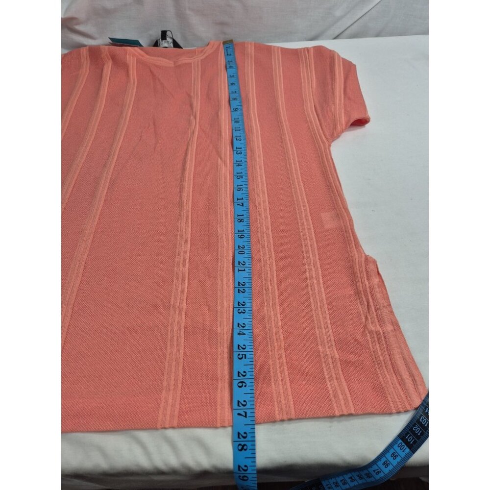 Ming Wang Women's Size XS Dolman Sleeve Knit Tunic Orange Burst Tonal Stripes 63 - Picture 11 of 11